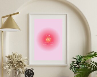 Angel Numbers Poster | Gradient Wall Art | Aura Angel Number Posters | Affirmation Posters | Pink Aura Art | Pink Gradient|Feminine Wall Art