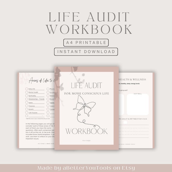 Life Audit Workbook Printable, 2024 Goal Setting Workbook, Self-Reflection Planner, Life Planner, Instant Download PDF, Fillable PDF