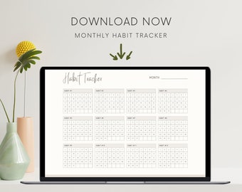 Printable Monthly Habit Tracker, Habit Tracking Template, Routine Planner, 30-Day Habit Challenge, A4, Instant Download, Productivity Tool