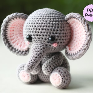 Baby Elephant Crochet Pattern | Amigurumi Elephant Pattern | Safari Animal Crochet Plushie | DIY Crochet Toy | Handmade Gift | Digital