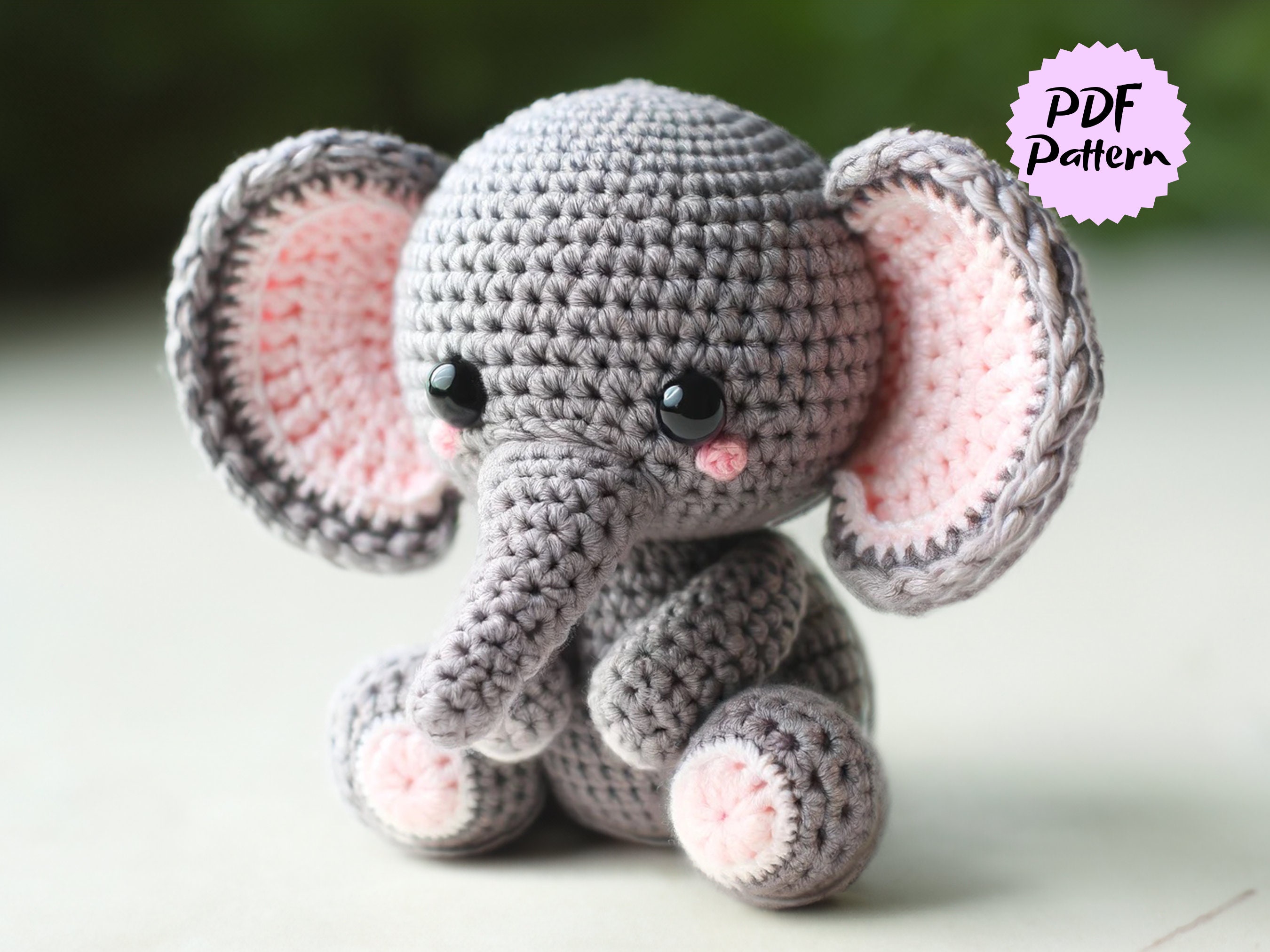 Baby Elephant Crochet Pattern | Amigurumi Elephant Pattern | Safari Animal Crochet Plushie | DIY Crochet Toy | Handmade Gift | Digital