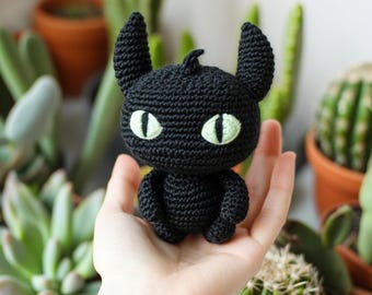 Amigurumi Black Dragon Crochet Pattern | DIY Kids Toy (PDF)
