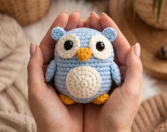 Patrón de búho a crochet en PDF, patrón de búho amigurumi, patrón de crochet fácil para principiantes, peluche de búho bebé, decoración para guardería, descarga digital, búho adorable