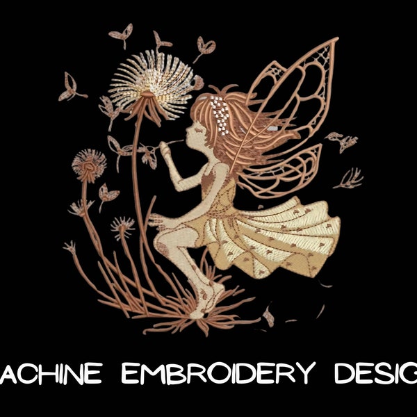 Magic fairy with a dandelion Machine Embroidery Design - Fairy Embroidery Files | 6 sizes set | Instant download