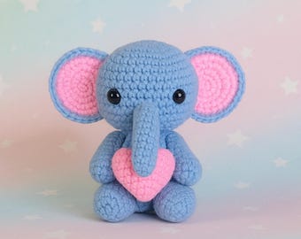 Patrón de ganchillo para elefante amigurumi / Peluche de animal de safari DIY (Patrón en PDF)