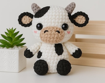 Baby Cow Crochet Pattern | Baby Cow Crochet Tutorial | Easy Farm crochet pattern | Low Sew Crochet pattern