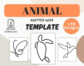 10+ Animal Knitted Wire Art Templates - Easy PDF Digital Download - DIY Wire Bending Patterns - Creative Home Craft Project