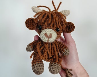 Schema all'uncinetto Amigurumi per mucca delle Highlands / Peluche fai da te per animali da fattoria (schema PDF)