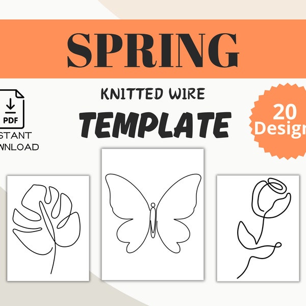 20 Spring/Summer Knitted Wire Art Templates | PDF Format | Flowers & Animals Patterns | DIY Wire Bending Craft | Digital Download