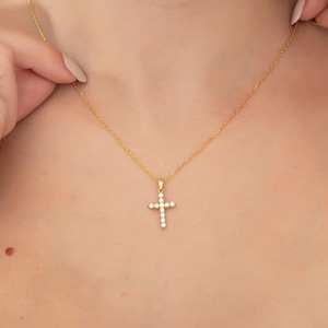 14K Gold Cross Necklaces For Women, Zircon Diamond Silver Cross Necklaces, Birthday Gifts For Mom, Religious Jewelry, Gifts For Mother&#39;s Day
