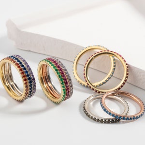 Benutzerdefinierte Birthstone Ringe für Mama, Unendlichkeit stapelbarer Ring, personalisierte Geschenke, Geschenke für Muttertag