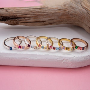 14K Gold Custom Birthstone Ring, Silver Princess Birthstone Ring, 10K Gold Gemstone Ring, Personalized Gifts For Mom, Gifts For Mother&#39;s Day