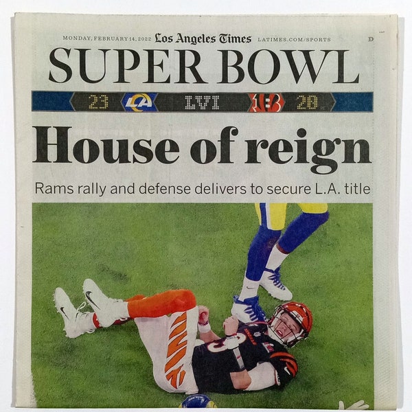 Los Angeles Rams - 2022 NFL Super Bowl-titel - The Los Angeles Times - "House of Reign" - Verzegeld en met sportauthenticatie op de voorkant
