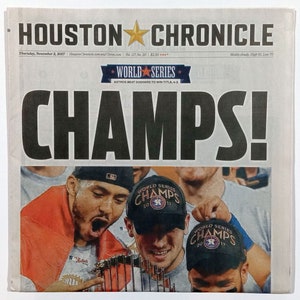 Houston Astros - 2017 World Series Title - Houston Chronicle - &quot;CHAMPS!&quot; - Sealed and Front Cover Sports Authenticated
