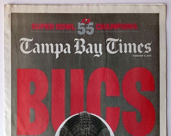 Tampa Bay Buccaneers - 2021 Super Bowl Title - Tampa Bay Times - "CHAMPS" - Sealed and Front Cover Sports Authenticated