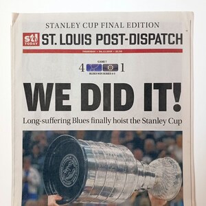 2019 St. Louis Blues Stanley Cup Champions Boston Globe Newspaper – Full Edition