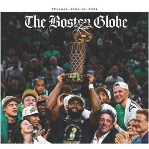 Boston Celtics - 2024 NBA Champions - The Boston Globe - &quot;Sweet 18&quot; - Sealed and Front Cover Sports Authenticated