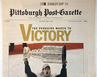 Pittsburgh Penguins - 2009 NHL Stanley Cup Title - Pittsburgh Post Gazette - "VICTORY" - Sealed and Front Cover Sports Authenticated