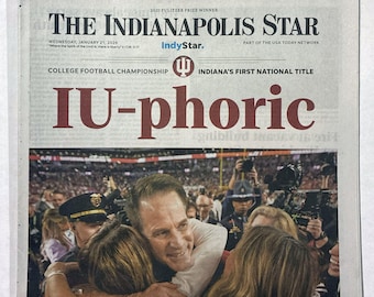 Indiana Hoosiers - 2026 NCAA BCS Football Title - The Indianapolis Star - "IU-phoric" - Sealed, Front Cover Sports Authenticated