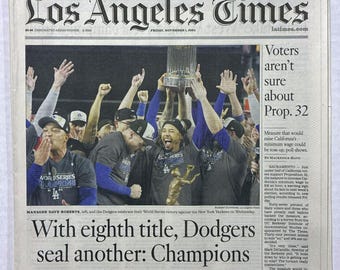 Los Angeles Dodgers - 2024 World Series Champions - The Los Angeles Times - "GR8EST!" - Sealed and Front Cover Sports Authenticated