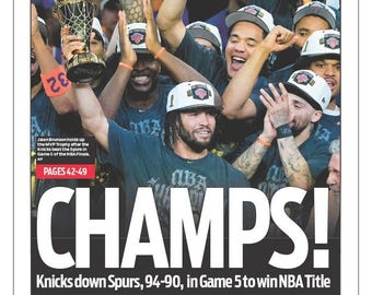 New York Knicks - 2026 NBA Title - New York Daily News - "CHAMPS!" - Sealed and Front Cover Sports Authenticated