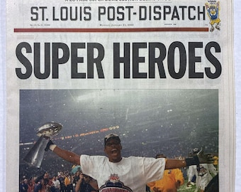 St. Louis Rams - 2000 NFL Super Bowl Title - St. Louis Post Dispatch - "SUPER HEROES" - Sealed and Front Cover Sports Authenticated