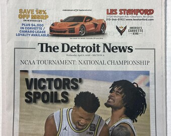 Michigan Wolverines - 2026 NCAA Basketball Champions - The Detroit News - "VICTORS' SPOILS" - Sealed and Front Cover Sports Authenticated