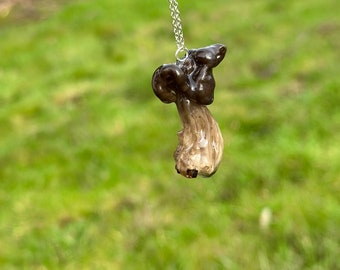 Real Freeze-Dried Mushroom Pendant Necklace, mushroom necklace, foraged jewelry, mushroom jewelry, real mushroom necklace