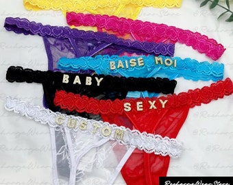 Custom Lace Thongs With Jewelry DIY Crystal Letter Name For her