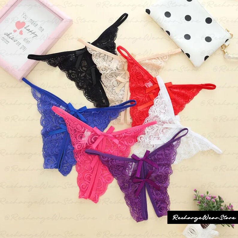 String avec nom personnalisé, string en dentelle personnalisé, string en dentelle de mariée, culotte de mariée, cadeau de mariage, lingerie lune de miel, lingerie de mariée, entrejambe image 2