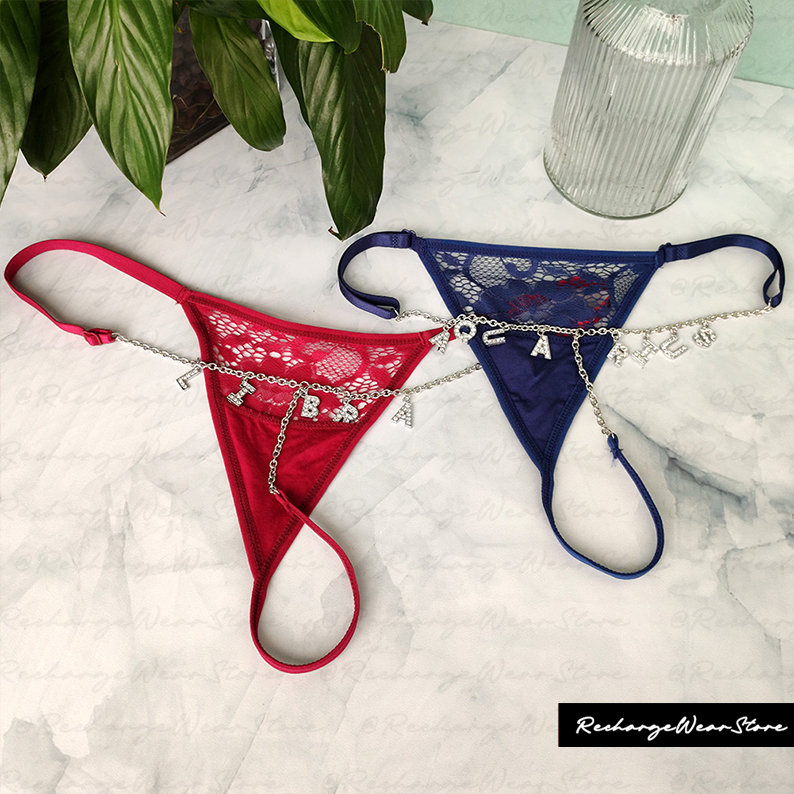 Women Custom Thongs With Embroidery Letters Panties DIY Name