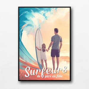 Cartel “Surfistas de padre a hija”