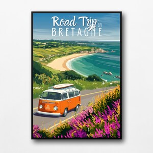 Cartaz "Viagem de carro pela Bretanha"