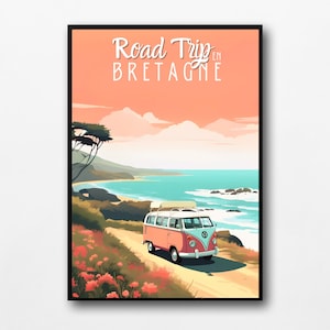 Cartaz "Viagem de carro pela Bretanha"