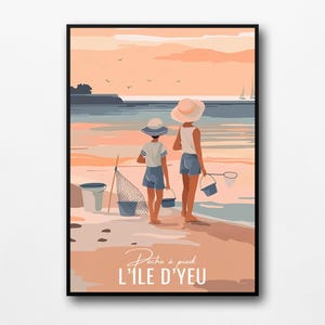 Póster "La isla de Yeu - Pesca a pie"