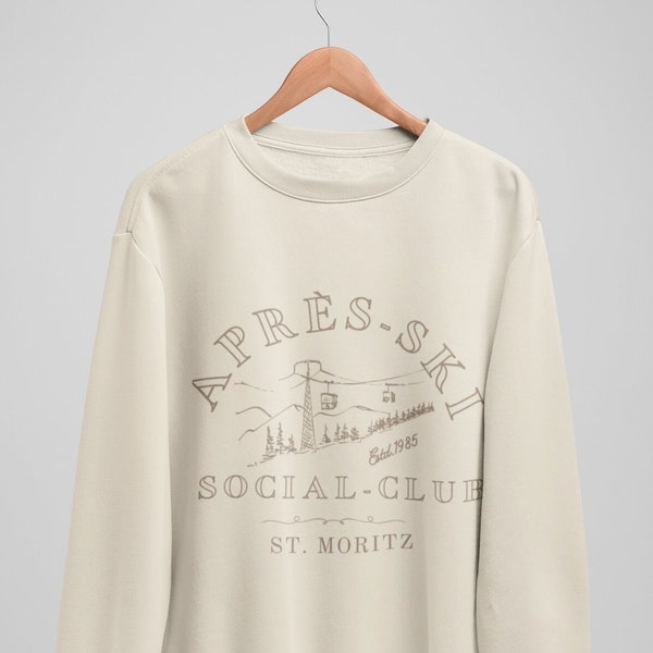 Sweater Winter Geschenk für Sie Vintag Ski Style Idea Lookbook Ski Print Hoodie Berge Sweater Winter Ski Urlaub Accessoire Ski Club Apparel