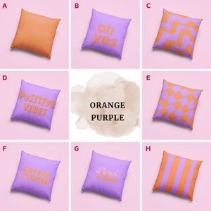 Deko Kissen Bezug personalisiert Farbkombination sofakissen individuell gestalten mix and match mid century modern Wohndeko Geschenk Orange Purple