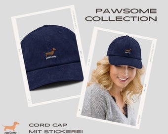 Stylish bestickte Cord Cap mit Statement Motiv für Hundeliebhaber - Geschenk für Dog Moms mit Dackel Stickerei und lustigem Slogan