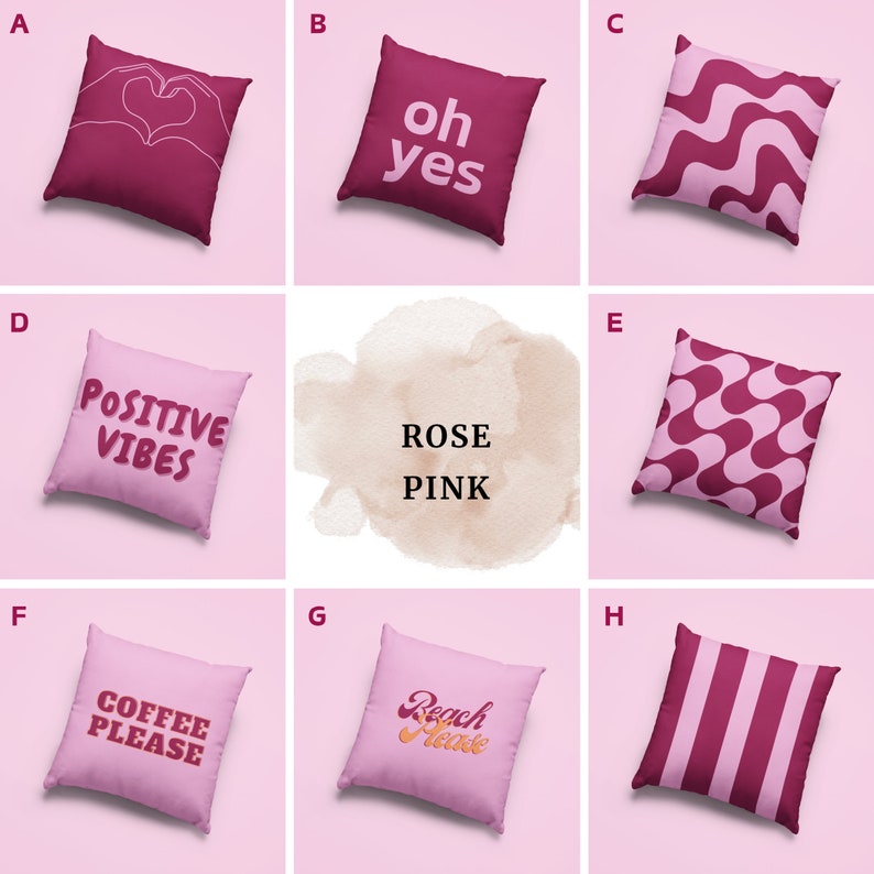 Deko Kissen Bezug personalisiert Farbkombination sofakissen individuell gestalten mix and match mid century modern Wohndeko Geschenk Rose Pink