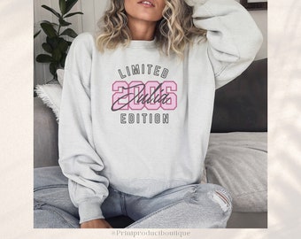 Personalisierter Pullover 18 Geburtstag für Tochter mit Name persönliches Geschenk für Schwester Limited Edition Birthday Gift Shirt