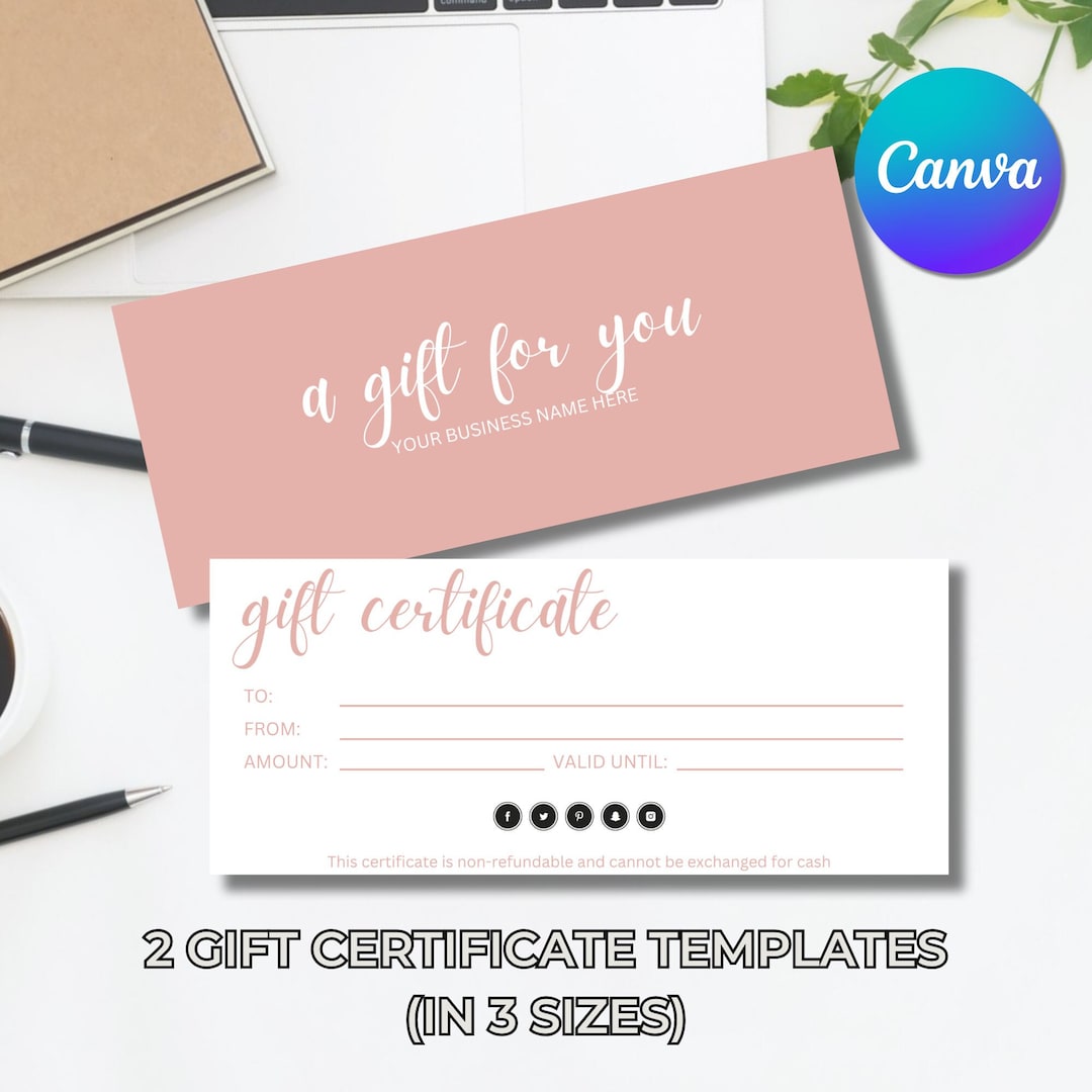 Editable Gift Certificate Printable Gift Certificate Canva Template ...