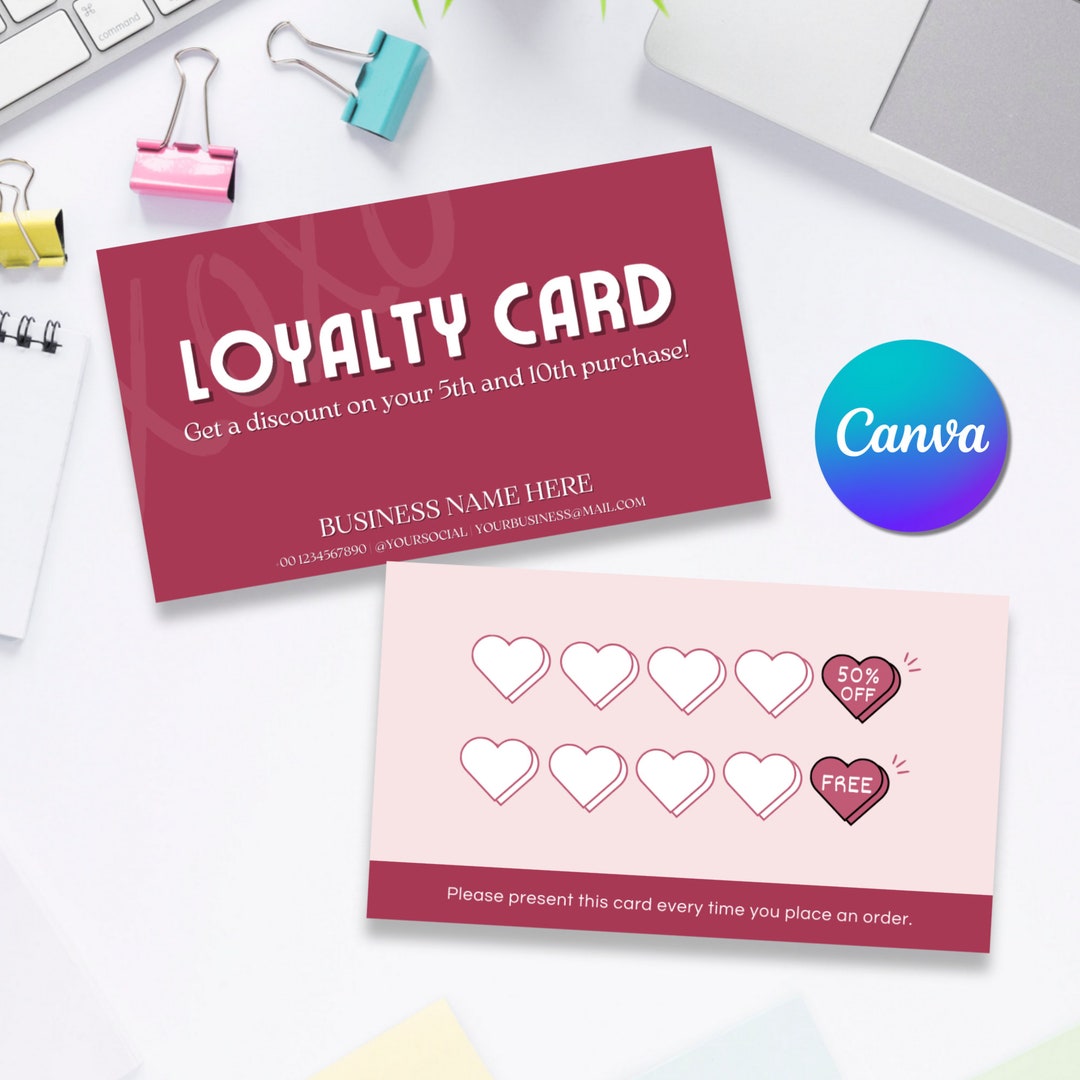 Editable Loyalty Card Template Discount Card Canva Website - Etsy