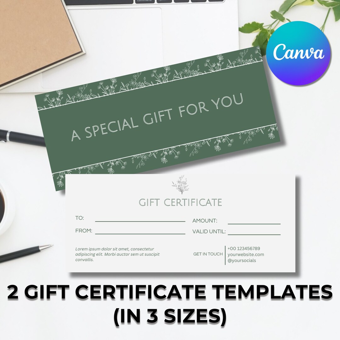 Gift Certificate Template Wildflower Floral Frames Floral Fonts Social