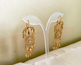 21K Gold Plated Arabic Earrings Iraqi Dubai Gold Ottoman Turkish Lira Coins Egyptian Belly Dance Imitation Saudi Khaleeji Kurdish Baladi