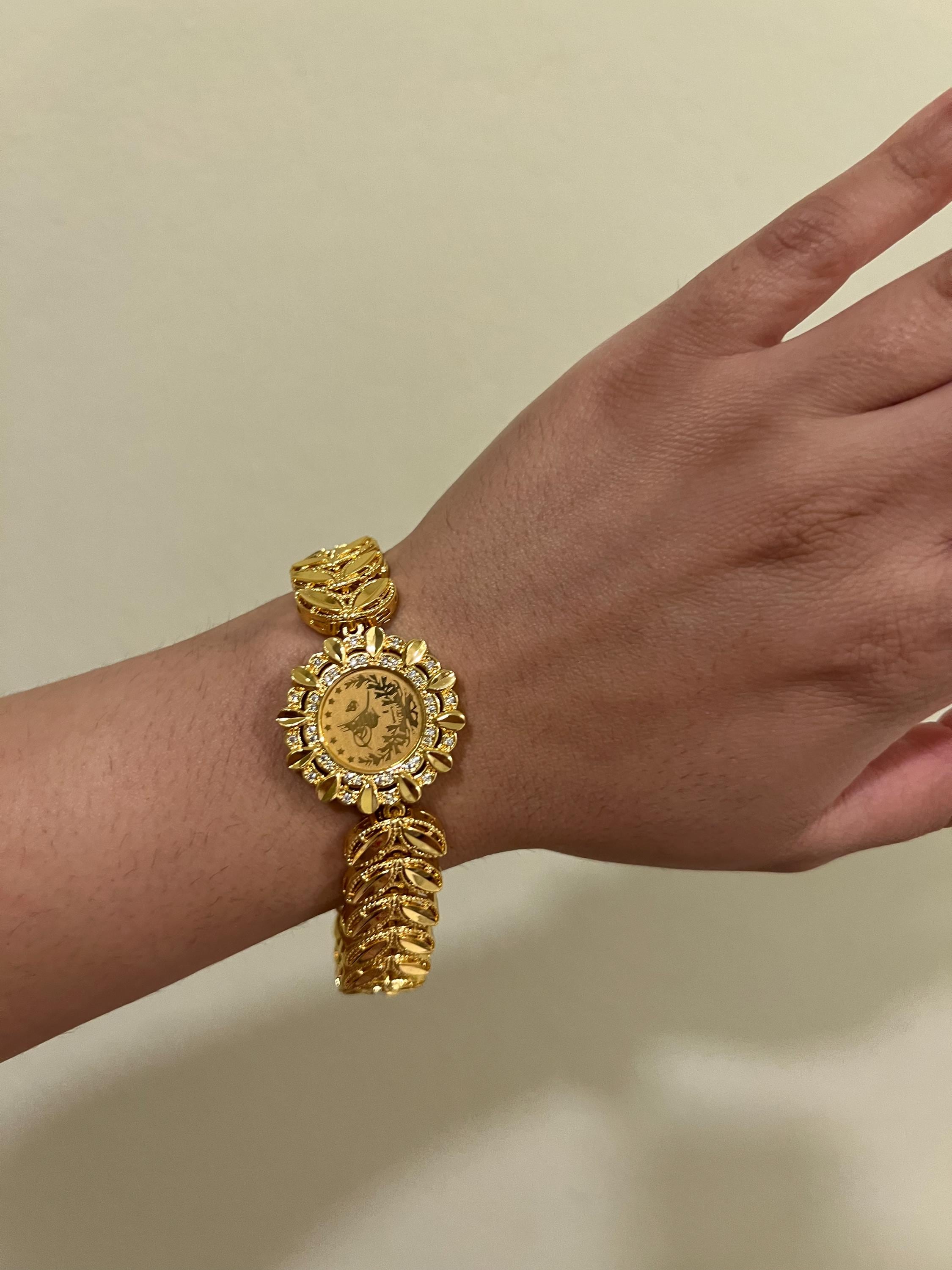 24K Gold Plated Lira Coin Iraqi Bracelet Bangle Palestinian Dubai