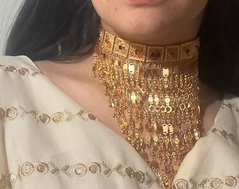 Gargantilla Khannagi Árabe Emiratos Árabes Unidos Kuwait Omaní Yemení Iraquí Dubai Oro Árabe Kurdo Egipcio Danza del Vientre Oro Imitación Emiratos Árabes Unidos Khaleeji