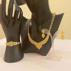 24K Gold Plated Palestinian Olive Leaf Arabic Earrings Necklace Iraq Dubai Ottoman Turkish Lira Coins Egyptian Imitation Saudi Khaleeji Kurd