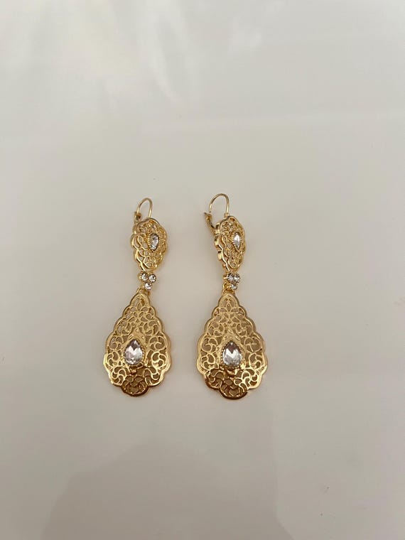 21K Gold Plated Moroccan Arabic Earrings Iraqi Dubai Gold Ottoman