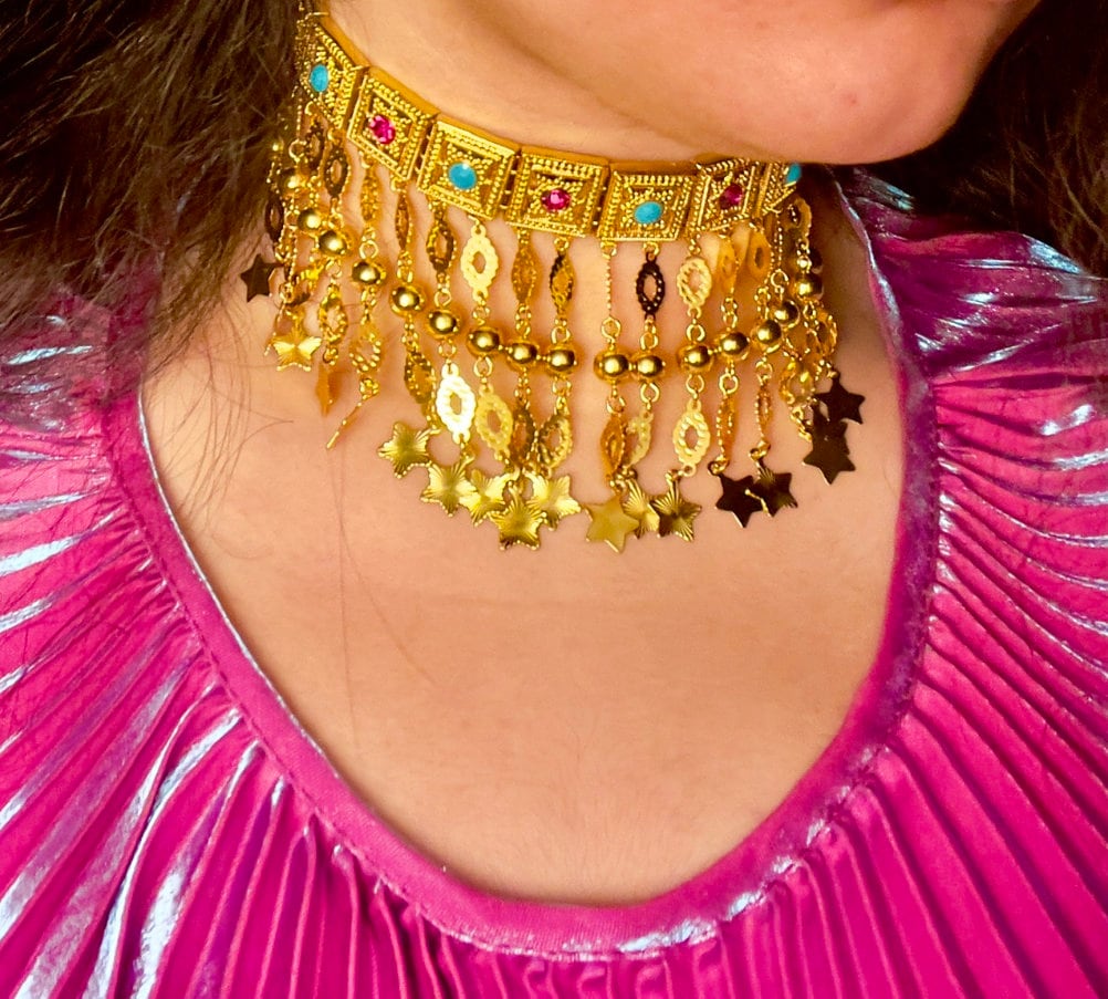 Khannagi Choker Arab Saudi Emirati Kuwaiti Omani Yemeni Iraqi Dubai Gold Arabic Kurdish Egyptian Belly Dance Gold Imitation UAE Khaleeji Etsy