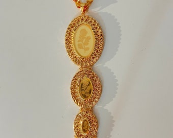 Collar con colgante de fénix, bañado en oro de 24 quilates, con forma de rosa, de Arabia Saudita, Emiratos Árabes Unidos, Kuwait, Khaleeji, Irak, Dubái, oro, árabe, kurdo, egipcio, Emiratos Árabes Unidos.